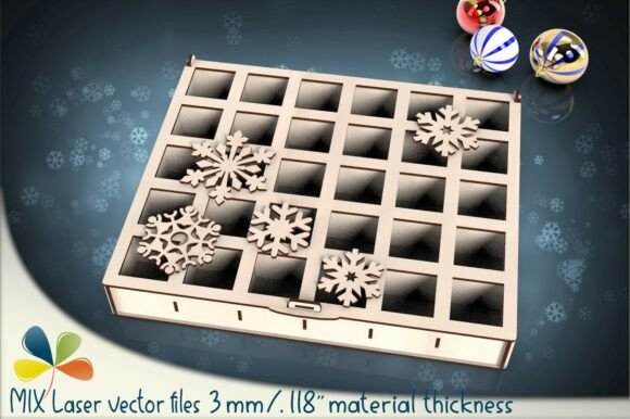 30-Slot Ornament Storage SVG Box: Laser Cutting & Winter Amp