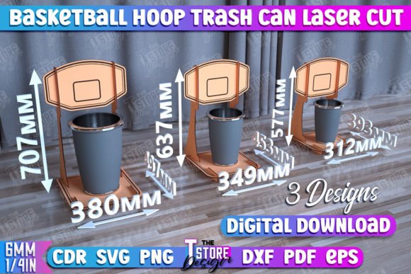 Basketball Hoop Trash Can Bundle CNC: Laser Cutting Other Toys Amp