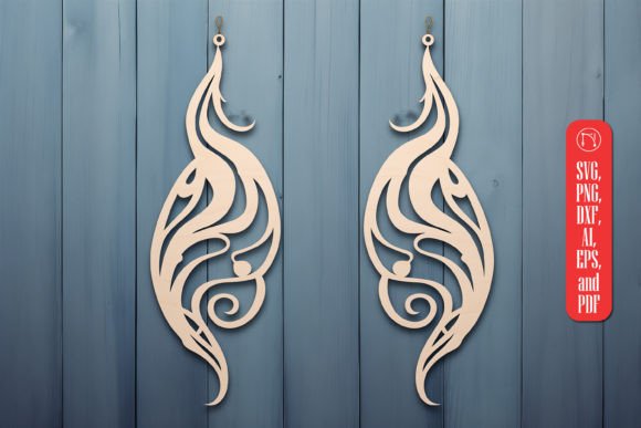 Boho Feather Shape Wood Earring SVG: Laser Cut Earring Design