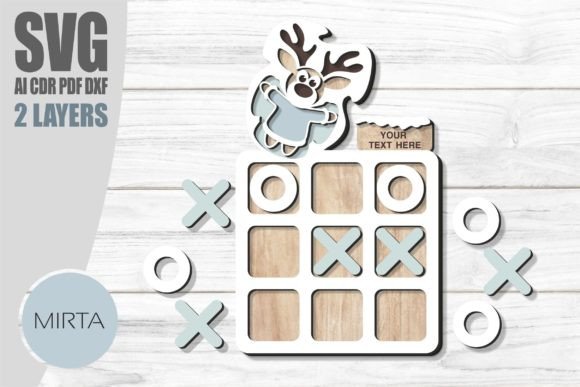 Deer Christmas Tic Tac Toe Laser Cutting for Winter Amp