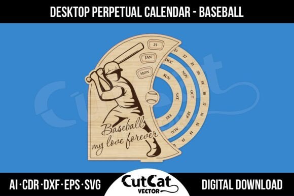 Desktop Perpetual Calendar for Baseball: Laser-Cut Birthday Branding
