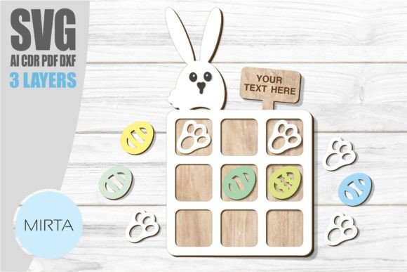 Easter Bunny Tic Tac Toe SVG: Laser Cutting Spring Amp