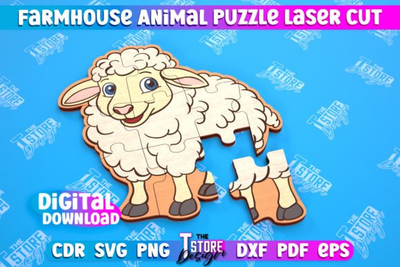 Farmhouse Puzzle Sheep Shape Puzzle for Laser Cutting
