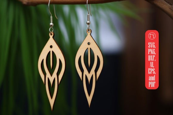 Geometric Wooden Earring Template SVG for Laser Cutting