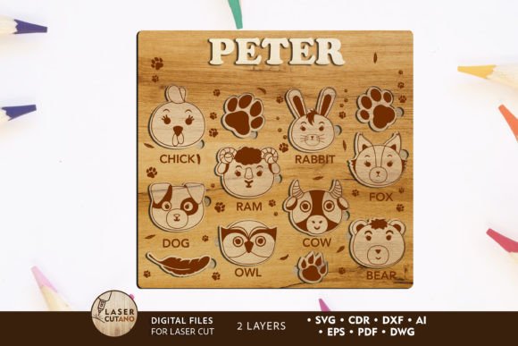 Kids Puzzle Laser Cut Template for Branding