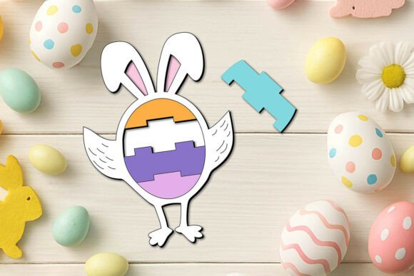 Laser Chicken Blocks Easter Puzzle SVG: Laser Cutting Spring Amp