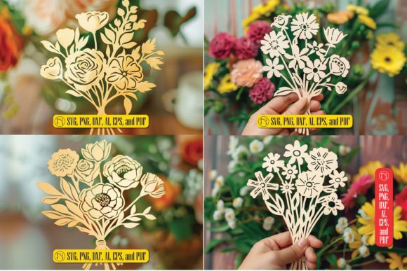 Laser Cut Flower Bouquet SVG Bundle: Valentine's Day Laser Cutting