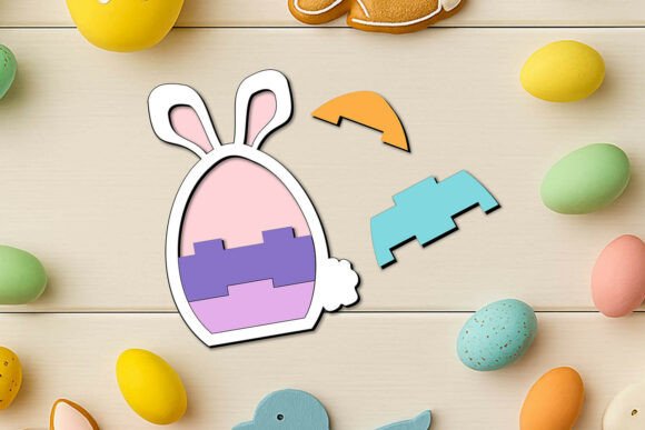 Lego Style Laser Cutting Bunny Easter Puzzle for Spring Amp