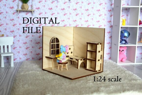 Miniature Room Box Corner Vector for Laser Cutting, Other Toys