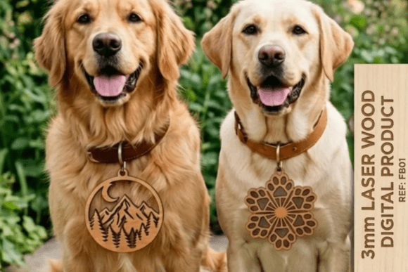 Unique Mountain Geometric Dog Tag SVG for Laser Cutting and Signs